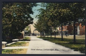 CANADA POSTAL HISTORY - LETHBRIDGE ALBERTA -Third Avenue POSTCARD