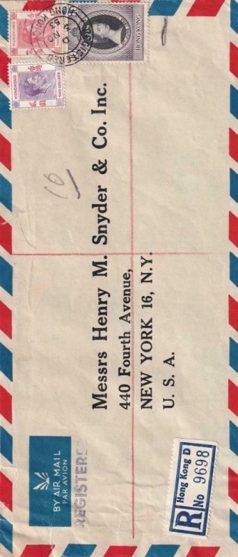 1953, Hong Kong to New York, NY, Registered, Airmail, See Remark (40973)