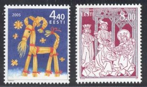 Estonia Sc 526-7 2005 Christmas stamp set mint NH