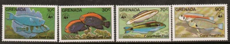 GRENADA SG1334/7 1984 CORAL REFF FISHES MNH 