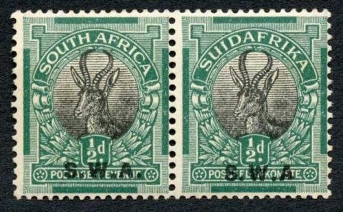 South West Africa SG58a 1927 1/2d No Stop After A M/M (toned gum) Cat 45 pounds 