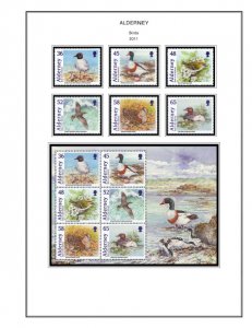 COLOR PRINTED ALDERNEY 1983-2018 STAMP ALBUM PAGES (80 illustrated pages)