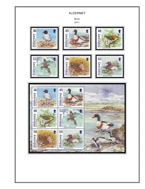 COLOR PRINTED GB ALDERNEY 1983-2020 STAMP ALBUM PAGES (89 illustrated pages)