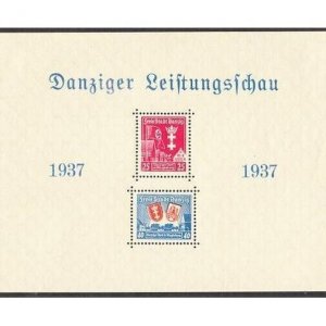 Danzig B21a, hinged. Mi 270-271 Bl.3. Danzig community at Magdeburg. Flag. 1937.