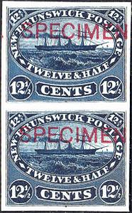 NEW BRUNSWICK 10P PAIR on Card, SPECIMEN Ovpt. (122018)