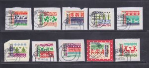 Netherlands Stamps: 2012 Christmas Issue Set/10; Used; On Paper (s/a)