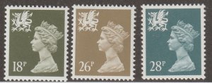 Great Britain Wales Scott#WMMH33,48,51 SG# W47,61a,63a 1987 QEII MNH