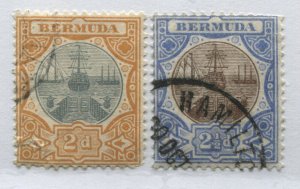 Bermuda 1909 2d and 2 1/2d used