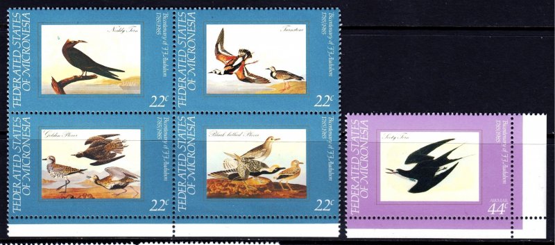 Micronesia 1985 Audubon Birds Complete Mint MNH Set SC 25-28,C15 SG 39-43