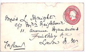 NEW ZEALAND *Pahiatua* CDS Postal Stationery Cover Finchley London 1908 BN87