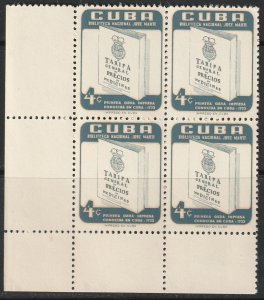 Cuba 1957 Sc 582 corner block MNH**