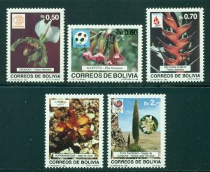 1989 Bolivia Sc #782-86 Flowering Plants Orchids, Seoul Olympics - MNH Cv$17.60