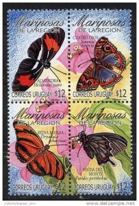 URUGUAY Sc#2000 MNH STAMP Butterfly Insect Rare flower