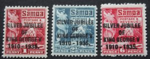 Samoa 1935 GV Silver Jubilee set SG 177/179 mint