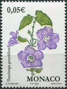 Monaco 2002. Blue Skyflower (Thunbergia grandiflora) (MNH OG) Stamp