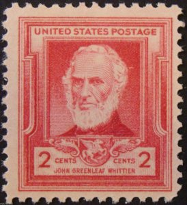 United States; #865 John Whittier 2c 1940; Mint Never hinged MNH Nice