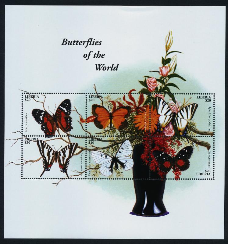 Liberia MNH Butterflies of the world, Flowers