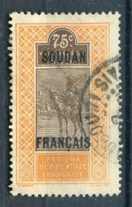 FRENCH COLONIES; SOUDAN 1921 early Pictorial Optd. issue fine used 75c. value