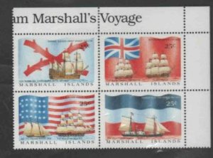 MARSHALL ISLANDS #194a 1988 COLONIAL SHIPS & FLAGS MINT VF NH BLOCK4 bb