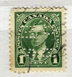 CANADA; 1937-38 early GVI issue OFFICIAL PERFIN issue fine used 1c. value