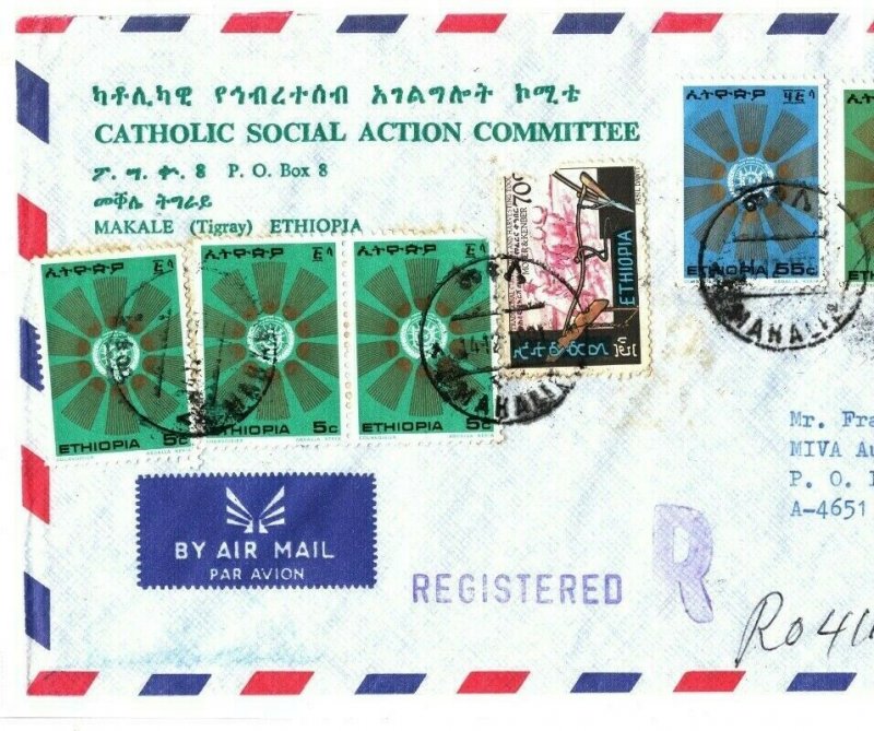 ETHIOPIA Cover Makale Registered *Catholic Social Action* MISSIONARY 1981 EB116