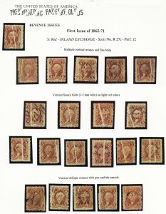 R27c, Pre Printing Paper Fold Error Group of 21 Stamps - WoW Stuart Katz