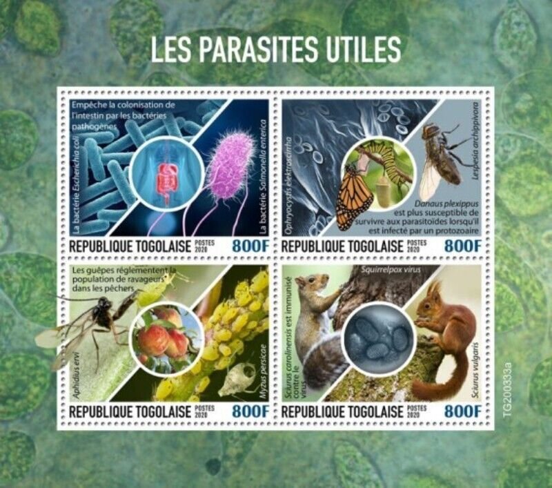 Togo - 2020 Useful Parasites - 4 Stamp Sheet - TG200333a