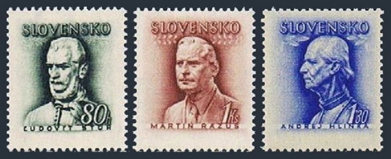 Slovakia 83, 93-94A, MNH. Andrey Hlinka, Ludovit Stur, Martin Razus, 1943-1944.