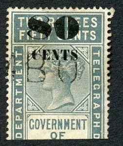 Ceylon Telegraph SGT97 80c on 2r50c Grey Variety 0 Flat