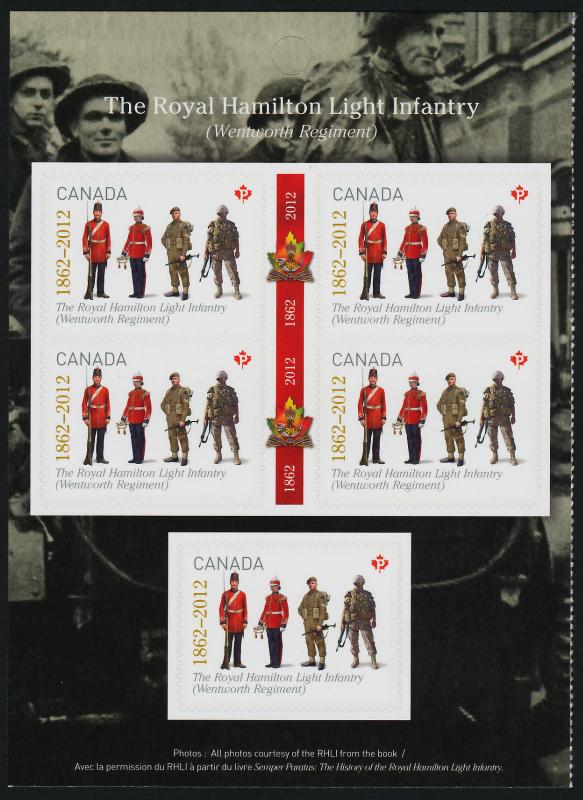 Canada 2579 Left Booklet Pane MNH Royal Hamilton Light Infantry Regiment