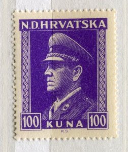 CROATIA; 1943 early Ante Pevelic issue fine MINT MNH unmounted 100k. value