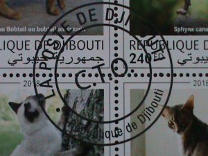 ​DJIBOUTI 2018-SC#1540- WORLD FAMOUS LOVELY CATS CTO SHEET VF LAST ONE