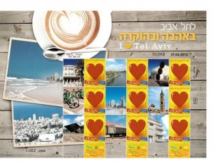 ISRAEL 2013 - MY OWN STAMPS - I Love Tel Aviv - Sheet of 12 Stamps MNH