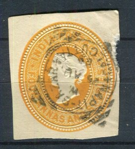 INDIA; 1880s classic QV 4a. 6p. fine POSTMARK Stationary Piece, Napit Bazar