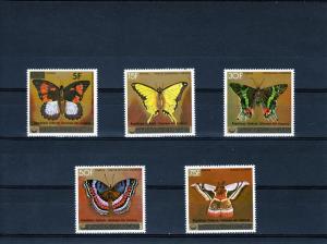 Comoro Islands 1979  Sc#434/438  Butterflies Set (5)  Black ovpt. RFIC MNH