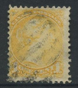 Canada -Scott 35 - Queen Victoria -1870 - Used - Single 1c Stamp