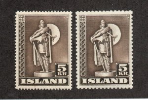 Iceland - Sc# 230 MNH & 230a MLH        -        Lot 0324071