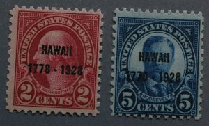 United States #647-648 Hawaii Overprint  VG OG PH Good Color Bright Gum VF