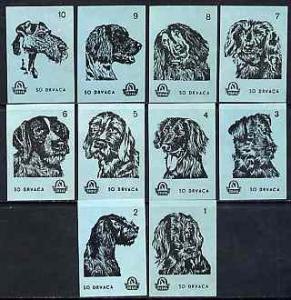 Match Box Labels - complete set of 10 Dogs (set #3 blue b...