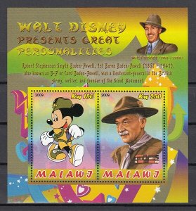 Malawi, 2009 Cinderella issue. Disney Cartoon & Scout B-Powell, sheet of 2. ^