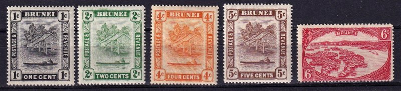 Brunei 1926-1931 , MNH Group Of 5 Stamps # 43,45,48,51,60