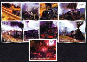 Mali 1998  STEAM LOCOMOTIVES Set (9) Perforated MNH