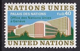 United Nations Geneva  #22   MNH  1972  palace Ganeva  40c.