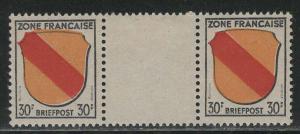 Germany - under French occupation - Scott # 4N10, mint nh, gutter pair