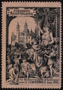 1906 Germany Poster Stamp General Exhibition For Inns And Hotels Worms