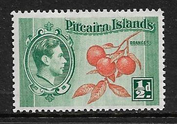 PITCAIRN ISLANDS 1 MNH CLUSTER OF ORANGES ISSUE 1940