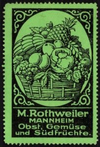 Vintage Germany Poster Stamp M. Rothweiler Vegetables and Tropical Fruits