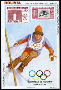 Bolivia, 1984 imperf. olympics (Skiing) souvenir sheet, never hinged