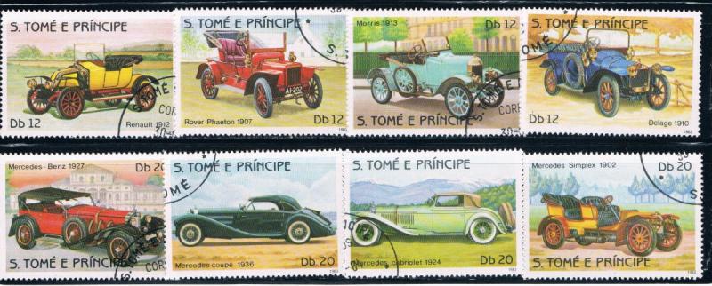 Saint Thomas and Prince Is 709ab-12ab Used set Antique Autos (GI0354)+