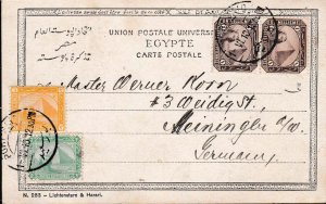 Egypt 1910 Picture Post Card Port Said-Meiningen,Germany Three Color Franking